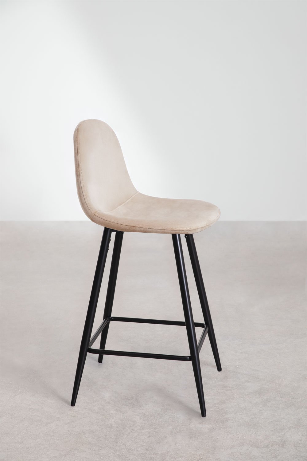 2-Pack high stools 65 cm in wheat brown velvet and black legs Glamm, gallery image 2