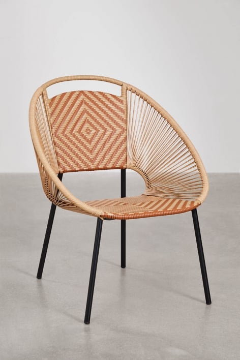Pack of 2 stackable garden chairs in iron and synthetic wicker Cintia