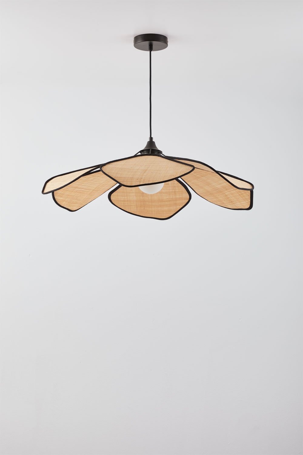 Ceiling lamp Ø75 cm in natural raffia - black Benavid, gallery image 2