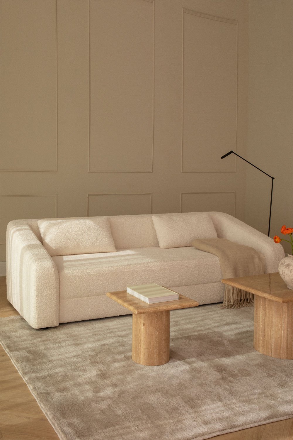 3-seater sofa bed in bouclé fabric Dalila, gallery image 1