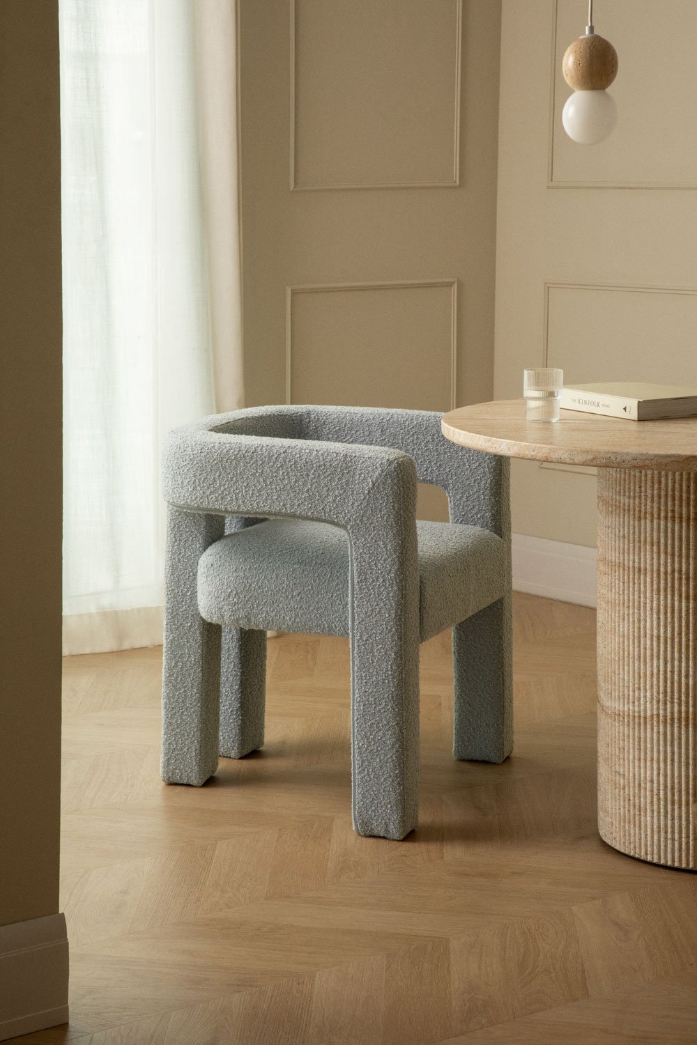 Liara upholstered dining chair with armrests, gallery image 1