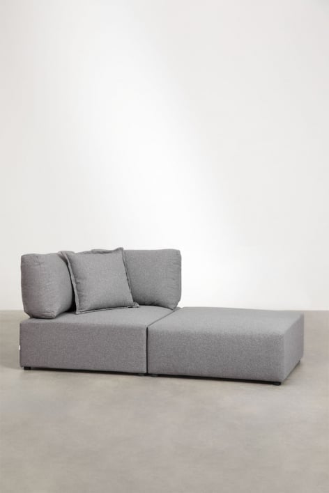 Kata modular armchair with pouf - Fabric Grey