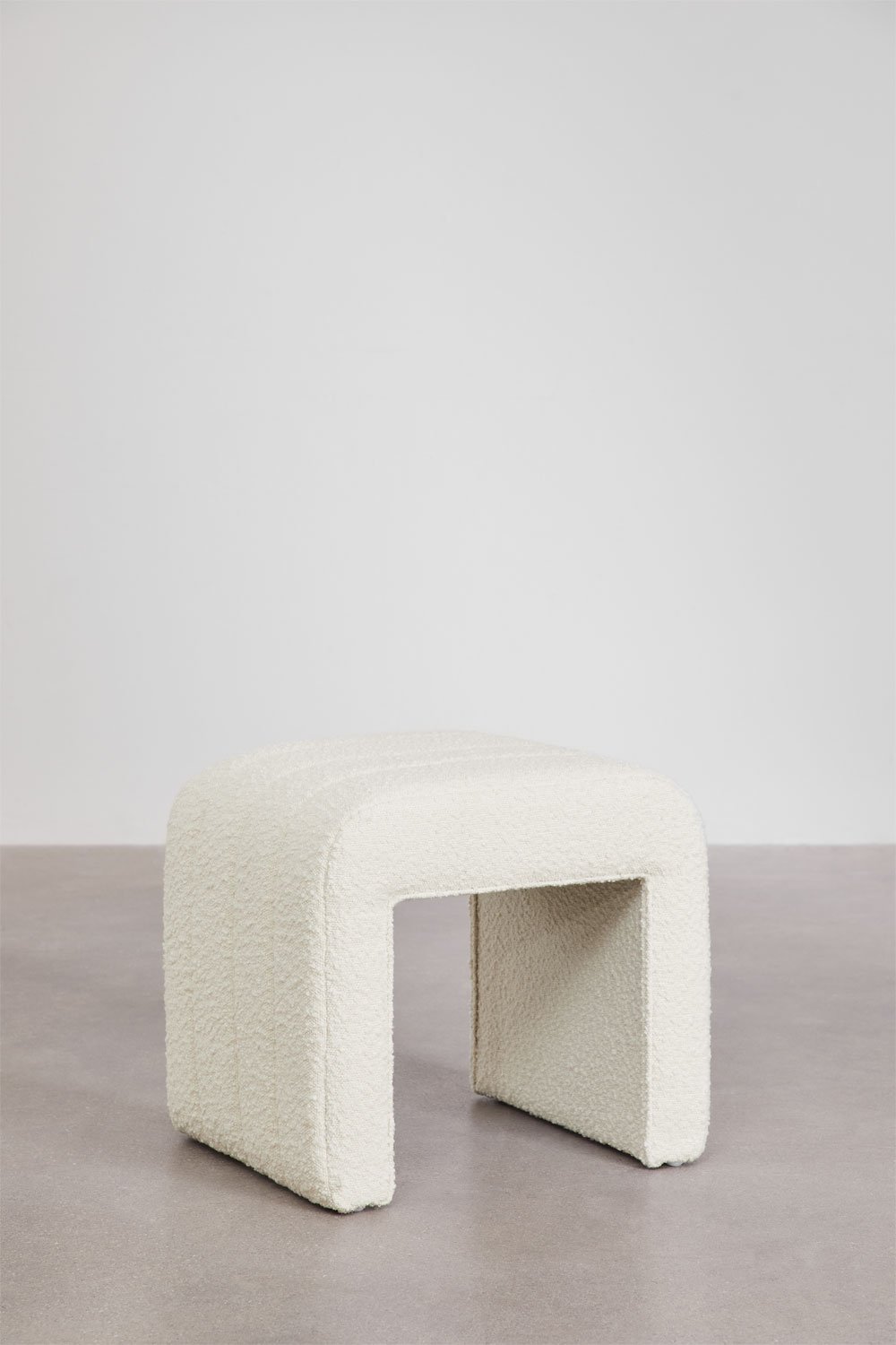 Low stool in Vera bouclé fabric, gallery image 2