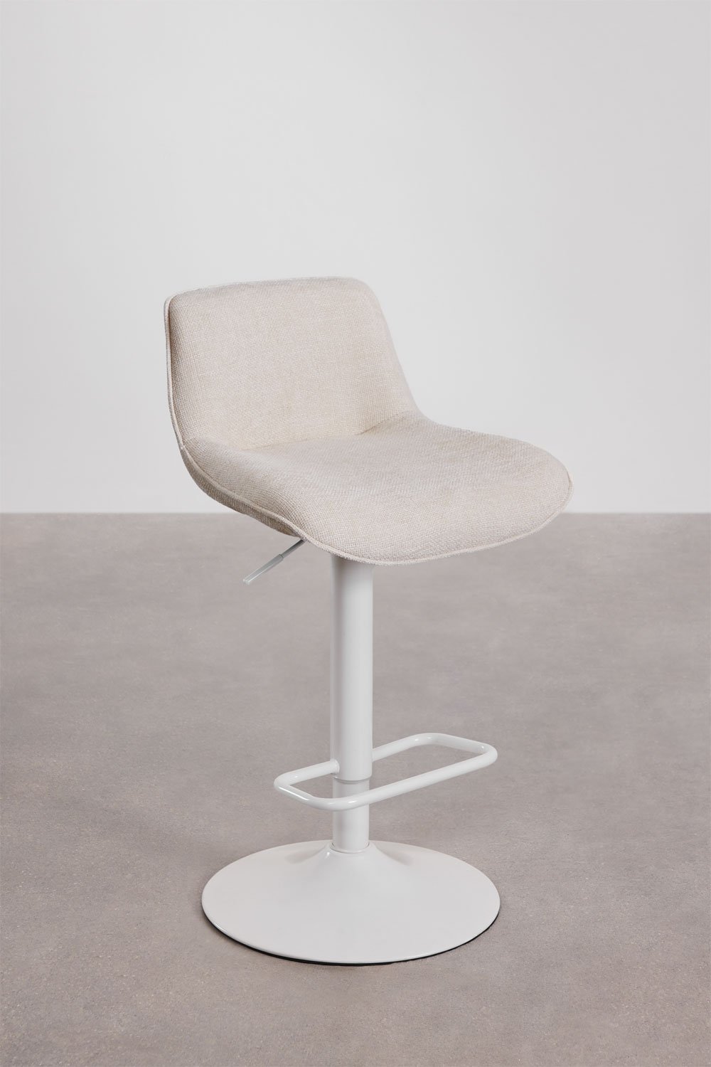 Pack of 2 adjustable high stools with metal backrest and Igarasi fabric, gallery image 6