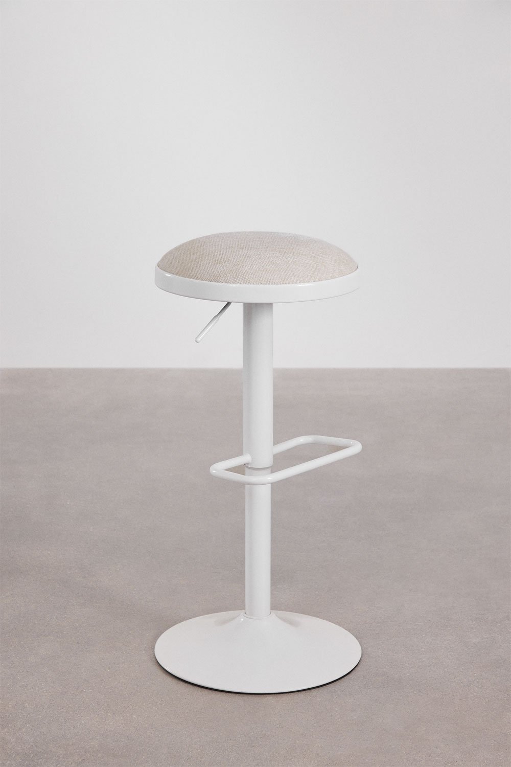 adjustable high stool in tapioca beige fabric and white legs Igarasi, gallery image 2