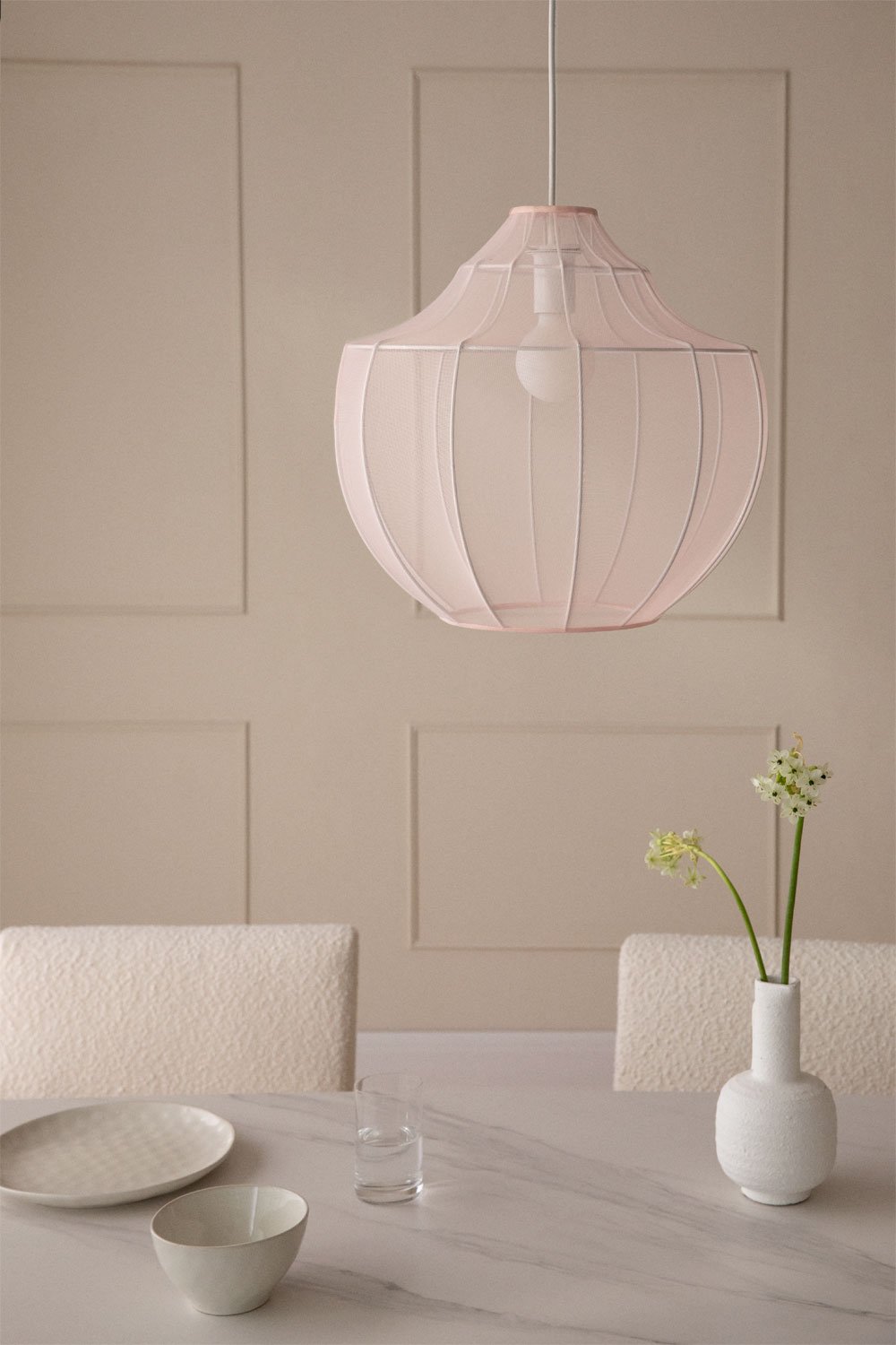 Adaya hanging ceiling lamp in metal and fabric, gallery image 1