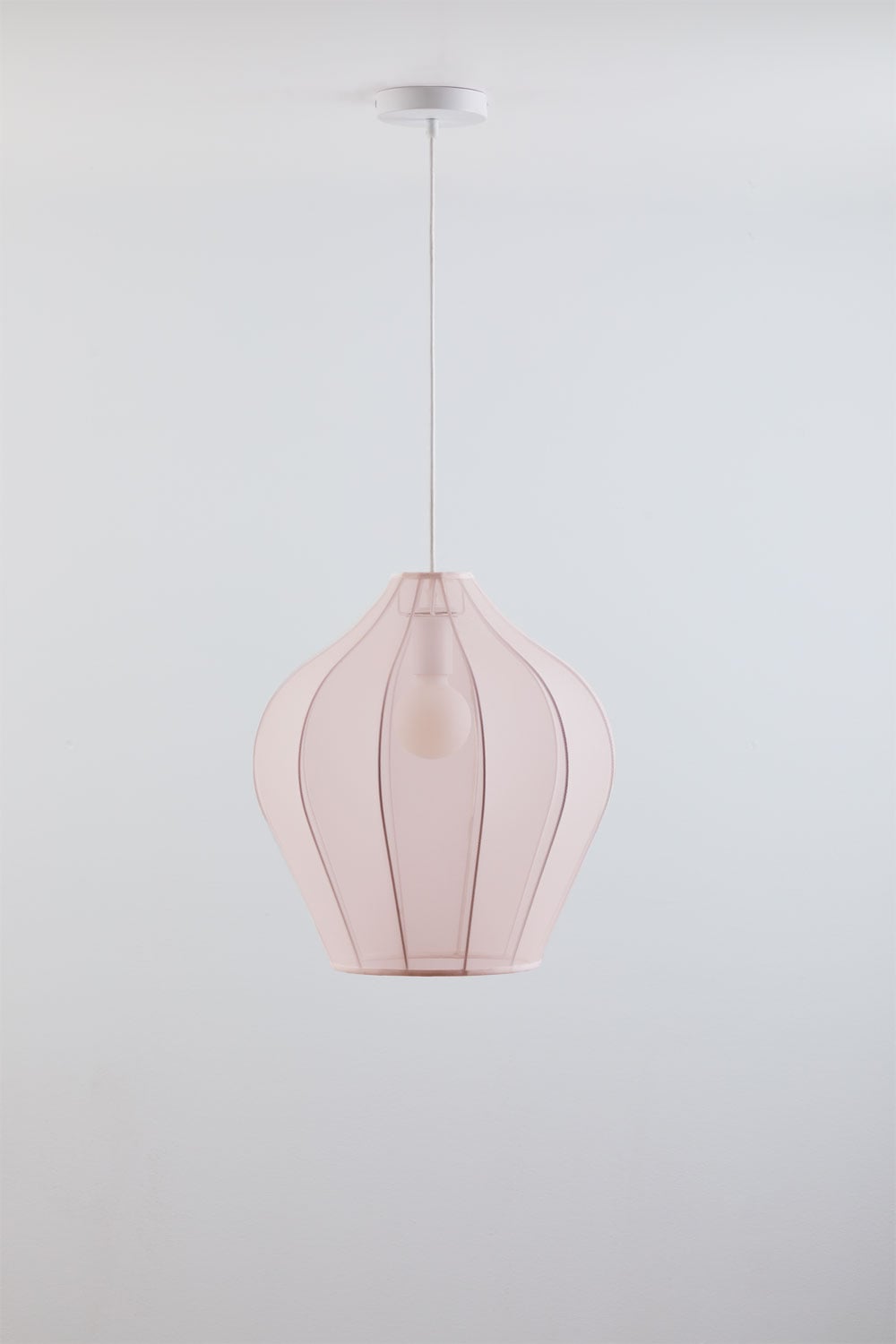 Belisa hanging ceiling lamp in metal and fabric, gallery image 2