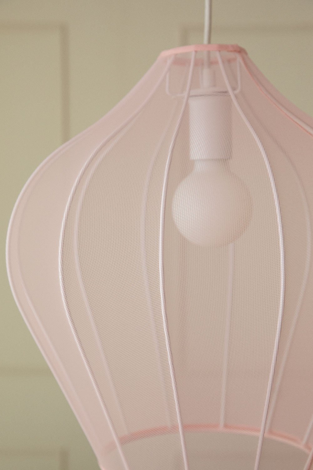 Belisa hanging ceiling lamp in metal and fabric, gallery image 2