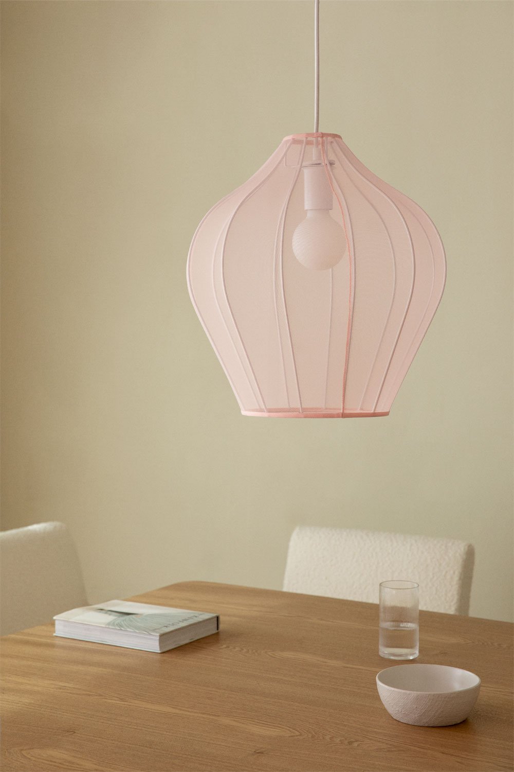 Belisa hanging ceiling lamp in metal and fabric, gallery image 1