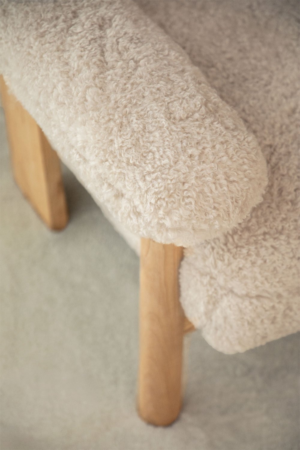 Armchair with footrest in sheepskin and Bernia ash wood, gallery image 2