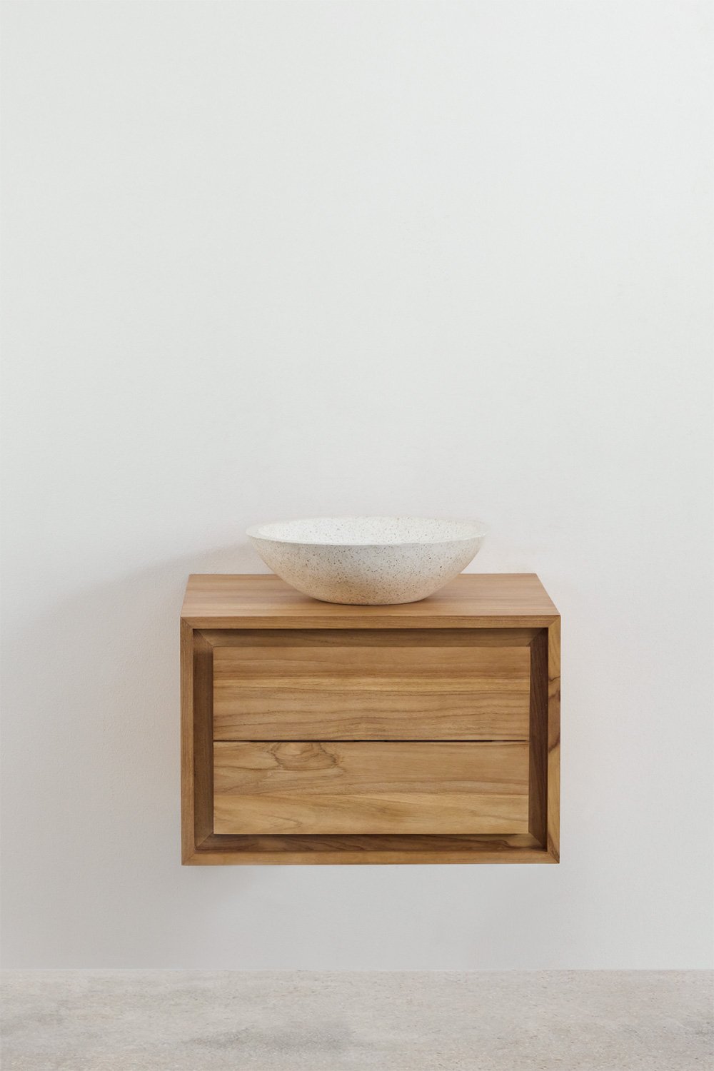 Jabari teak wood wall-mounted bathroom furniture set, gallery image 2