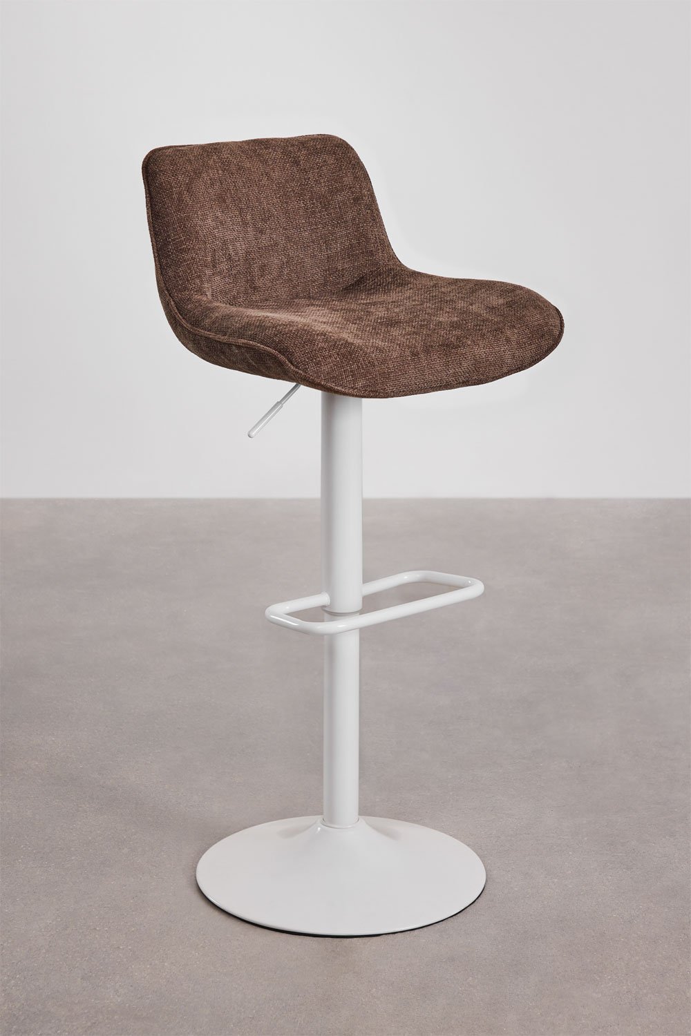 4-Pack adjustable high stools with backrest in chocolate brown fabric and white legs Igarasi, gallery image 2
