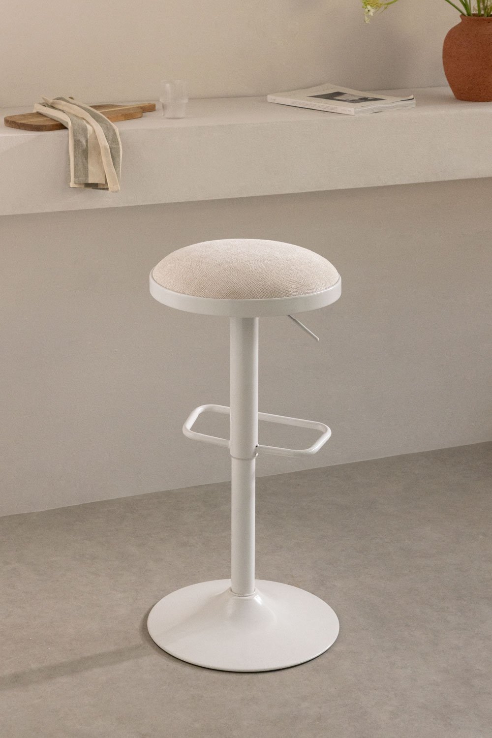 adjustable high stool in tapioca beige fabric and white legs Igarasi, gallery image 1