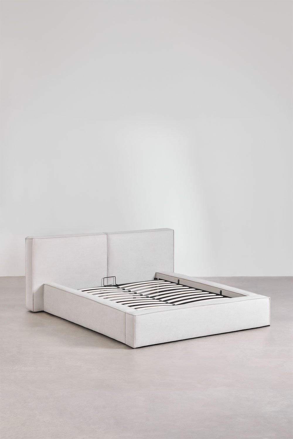 Upholstered bed with lift-up storage base Lunari, gallery image 2