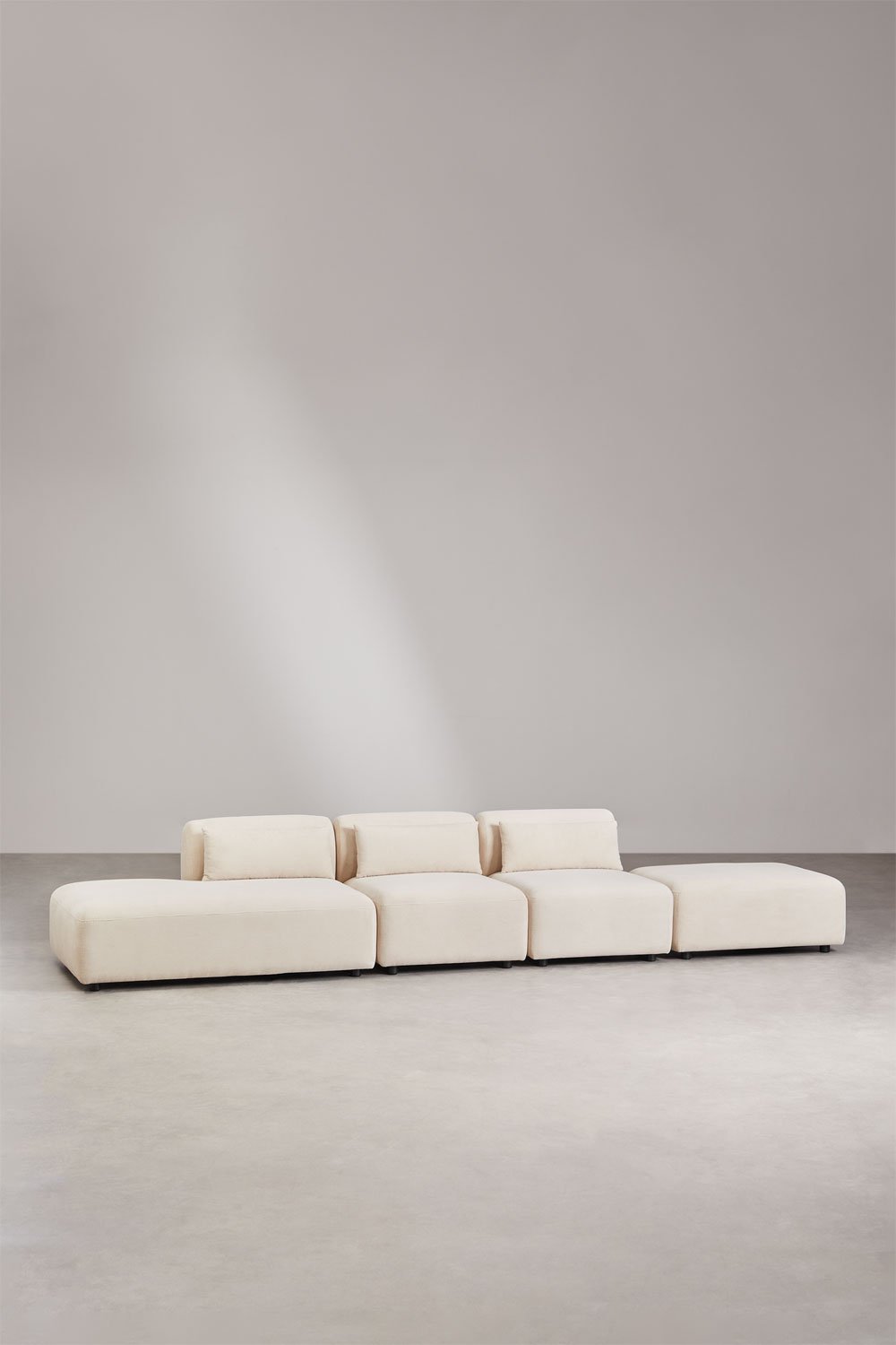 3-piece modular sofa with left chaise lounge and Fogler pouf, gallery image 1