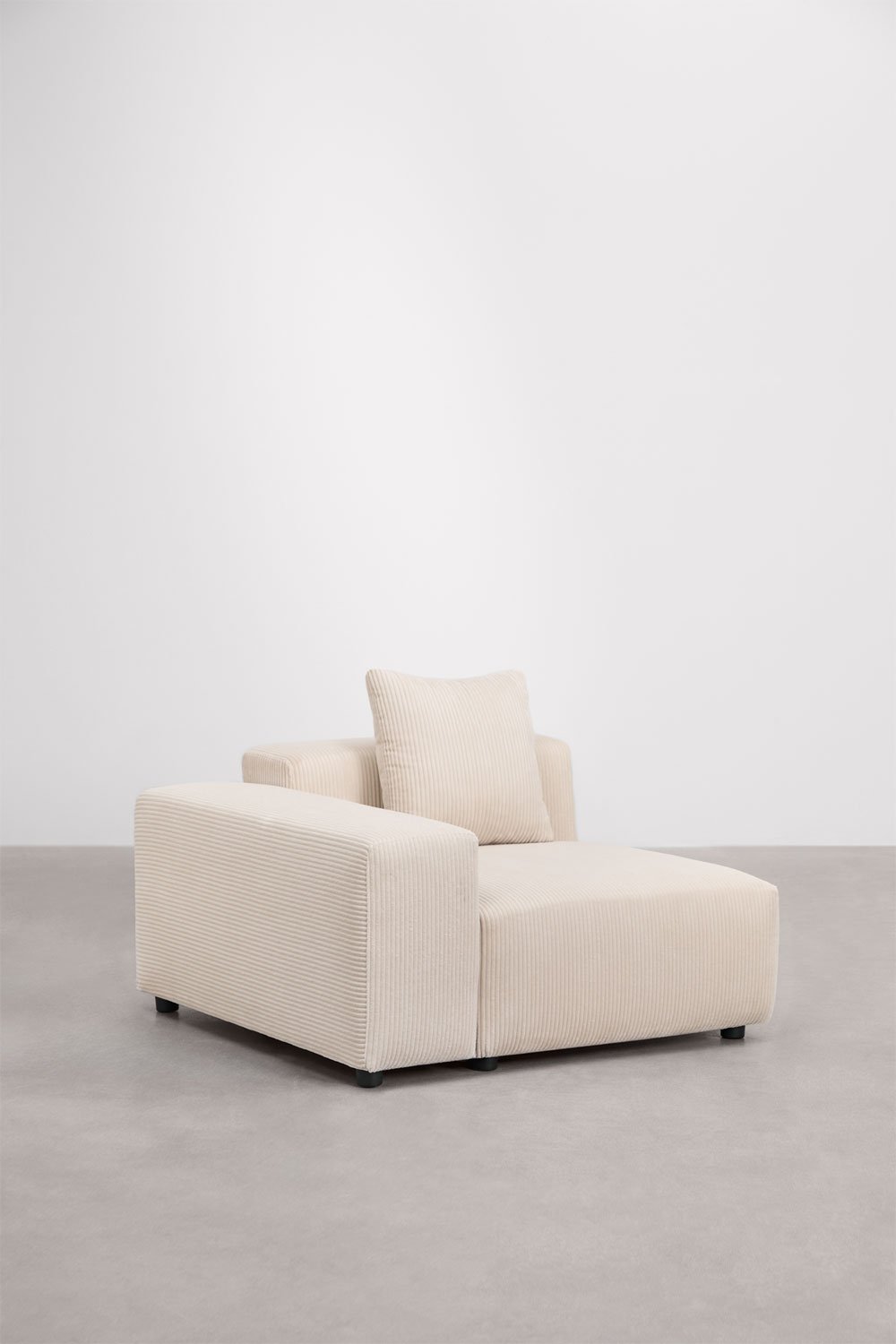 Left corner module (115x113 cm) with low armrest and cushion for Bruna modular sofa, gallery image 1