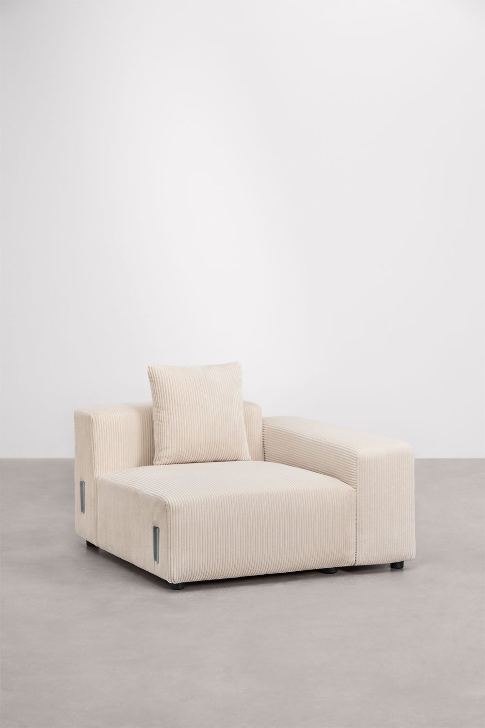 Right corner module (115x113 cm) with low armrest and cushion for Bruna modular sofa, gallery image 1