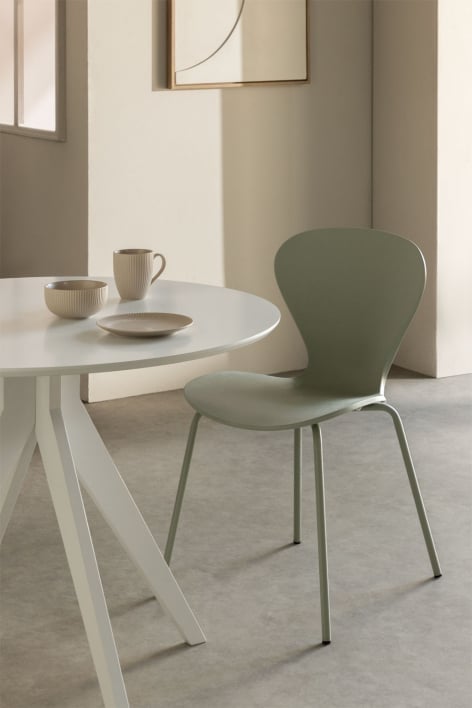 Uit Colors stackable dining chair in polypropylene and iron - Celadon Green