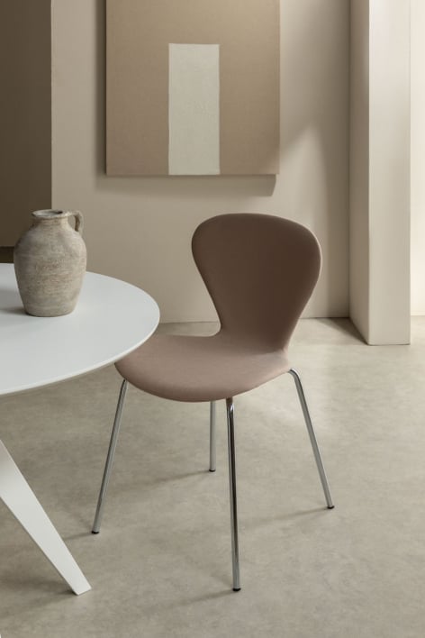 Uit upholstered stackable dining chair - Light brown nude