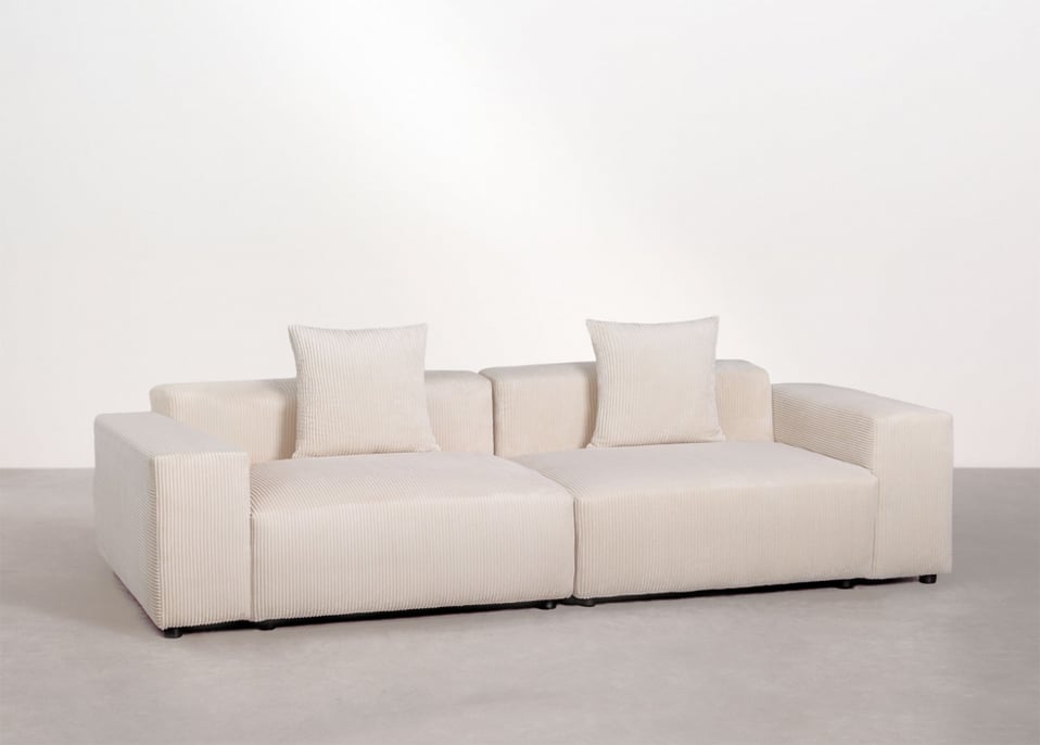 2-piece modular sofa ↔︎270 cm with low armrest Bruna - Corduroy Beige Nature