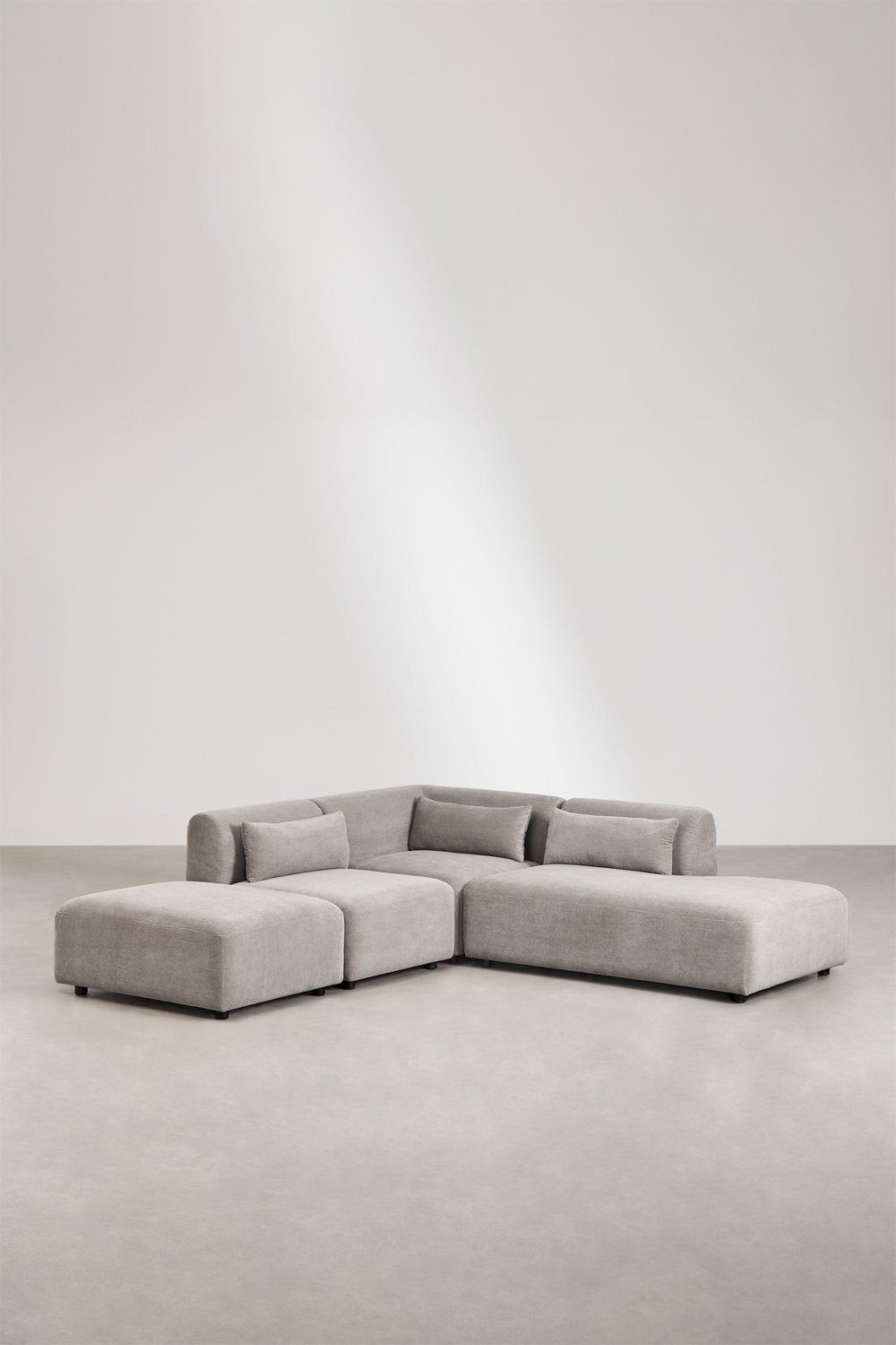 3-piece modular corner sofa with right chaise and Fogler pouf, gallery image 1