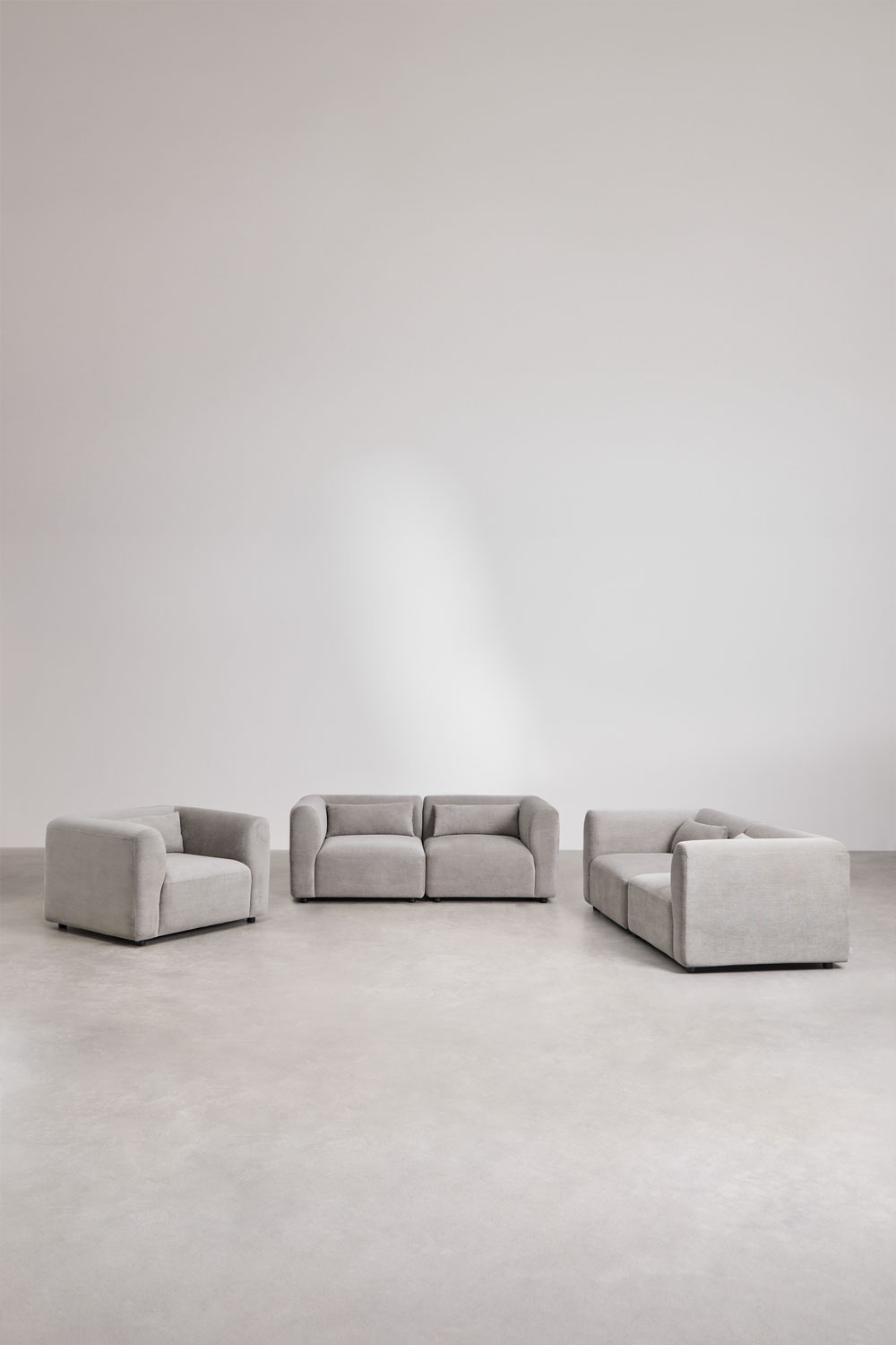 Living room set with 2 modular 2-piece sofas and Fogler armchair - SKLUM