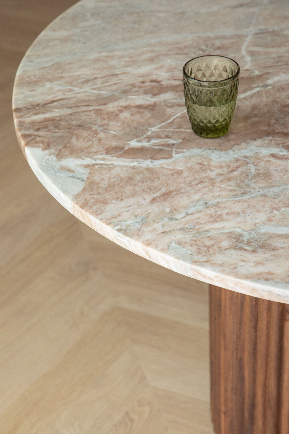 Oval dining table in marble and mango wood (200x100 cm) Giselda, gallery image 2