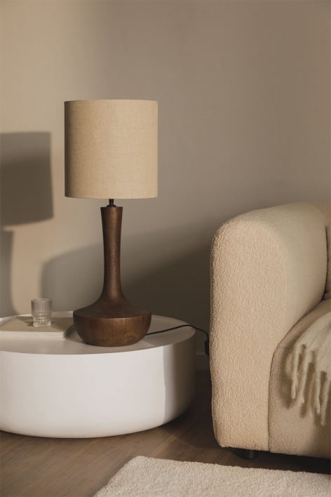 Table lamp ↑75 cm in mango wood and Julene linen