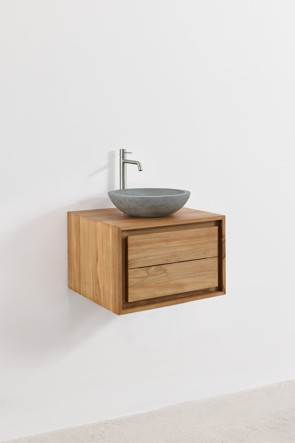 Jabari teak wood wall-mounted bathroom furniture set, gallery image 3
