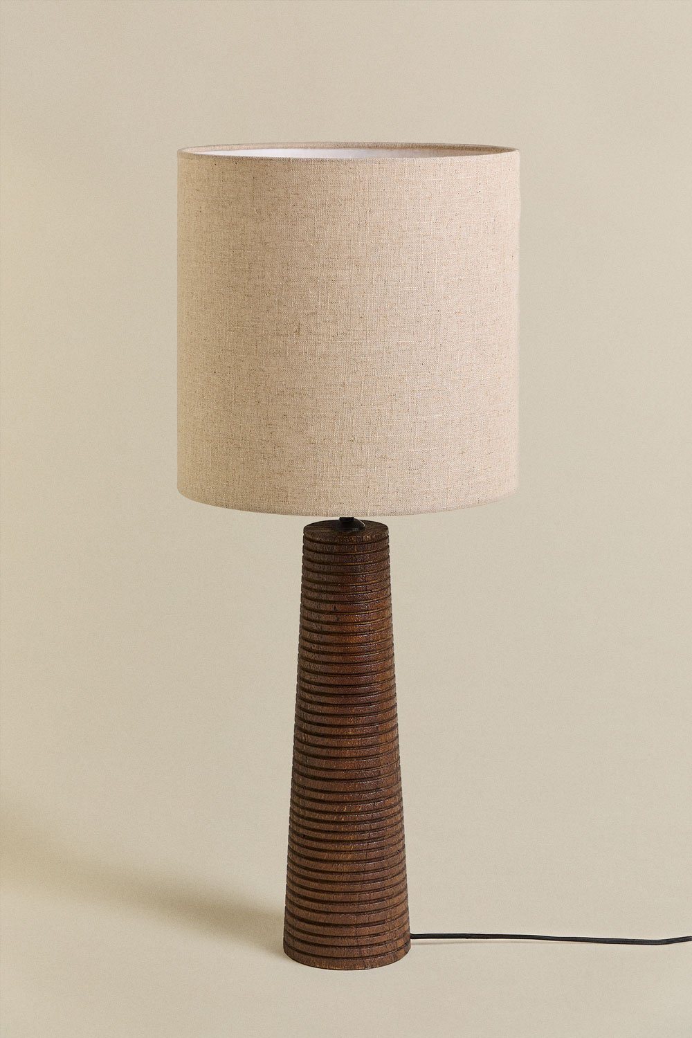 Table lamp ↑75 cm in mango wood and Sirmione linen, gallery image 2