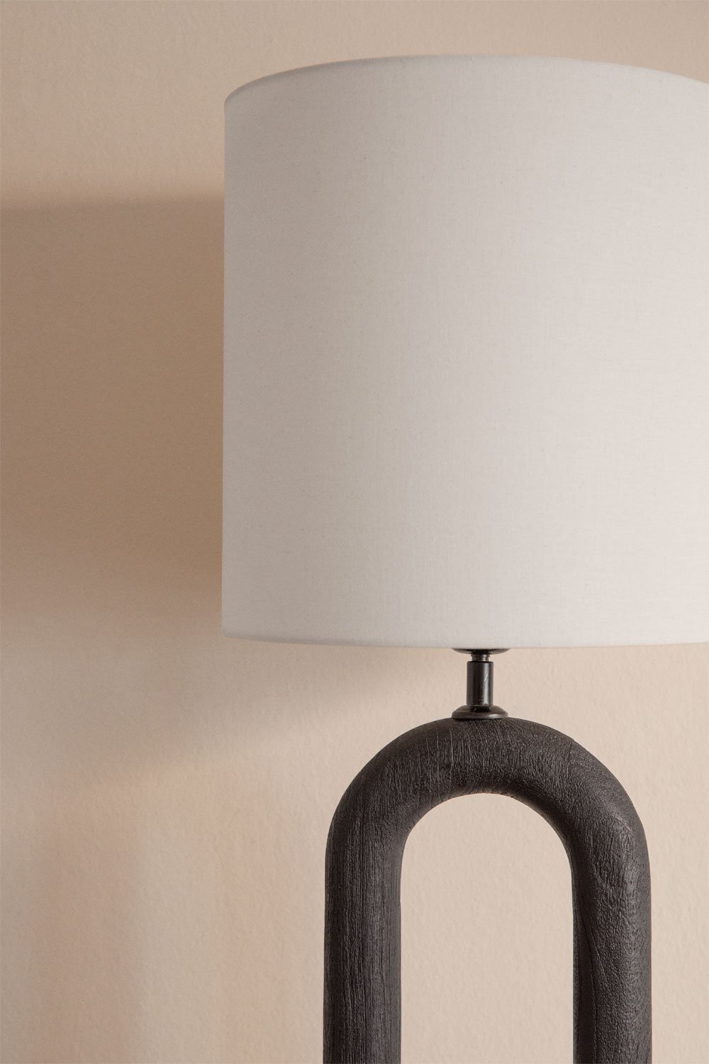 Ariadne table lamp in mango wood and linen, gallery image 2