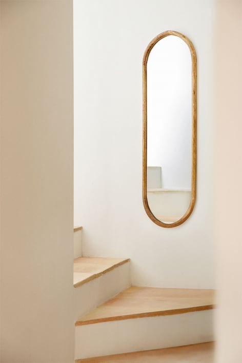 Munya oval mango wood wall mirror