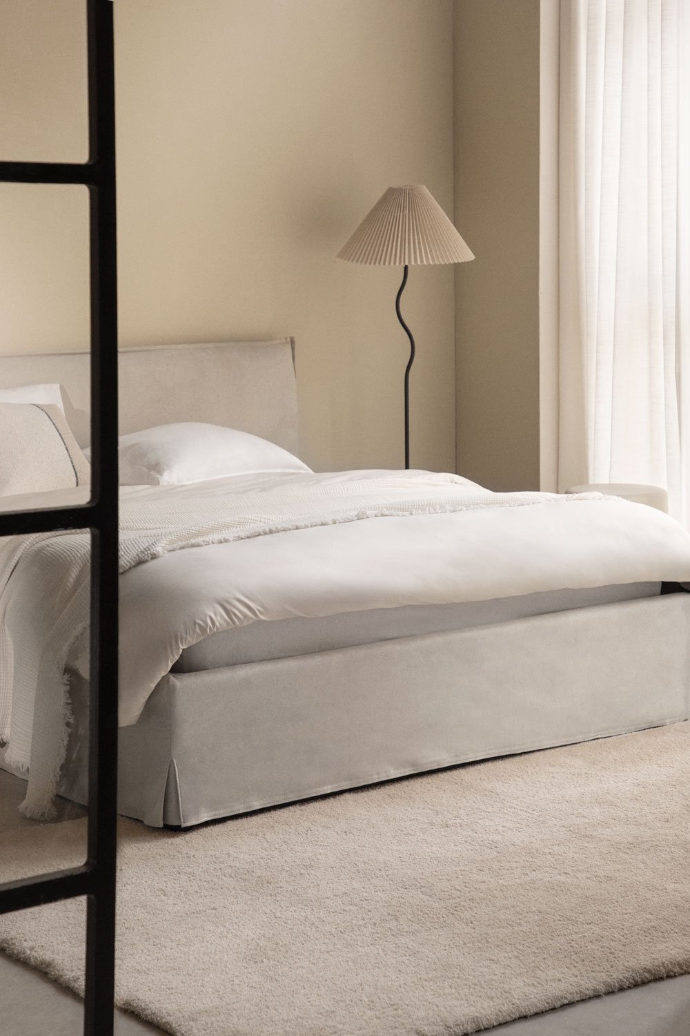 Bed with lift-up storage in Lorea fabric, gallery image 1