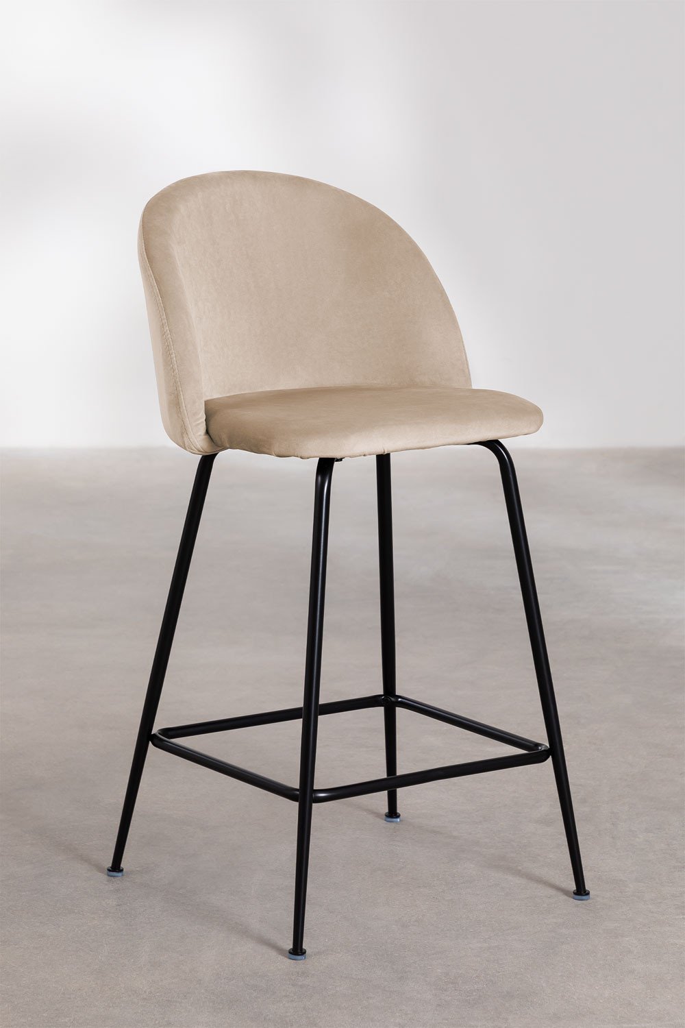2-Pack high stools 65 cm in wheat brown velvet and black legs Kana Design, gallery image 1