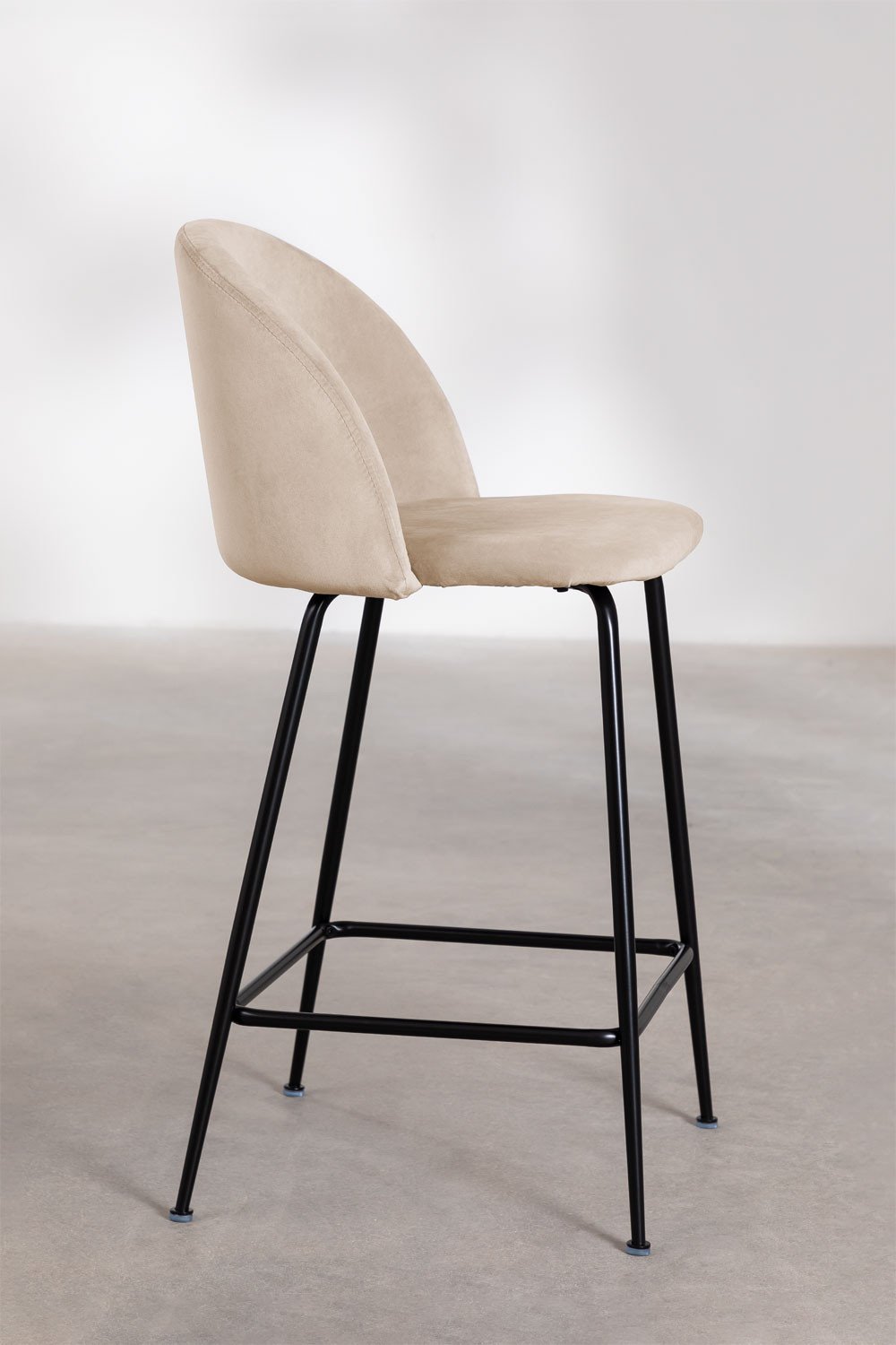2-Pack high stools 65 cm in wheat brown velvet and black legs Kana Design, gallery image 2