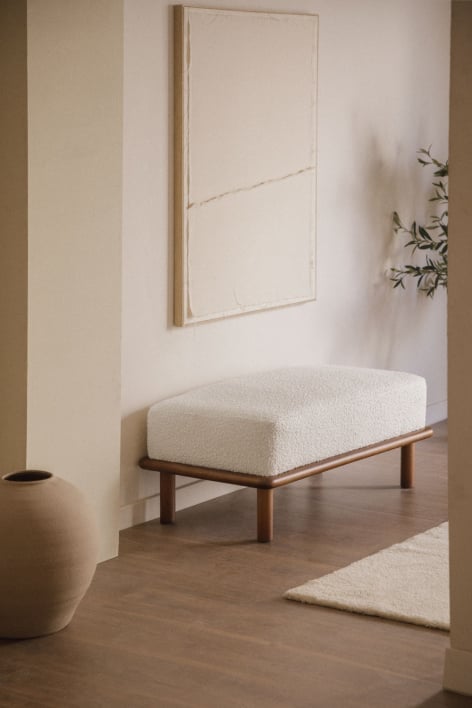 Bench in rubber wood and Veral fabric