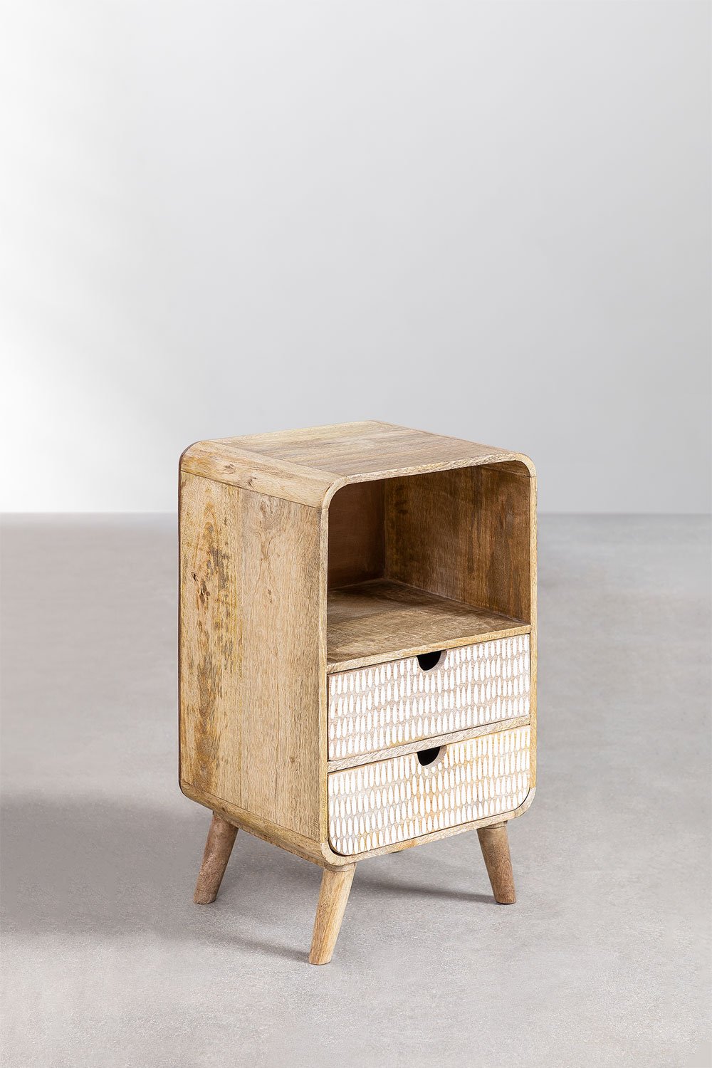 Pack of 2 bedside tables with 2 drawers in Yulara mango wood, gallery image 2