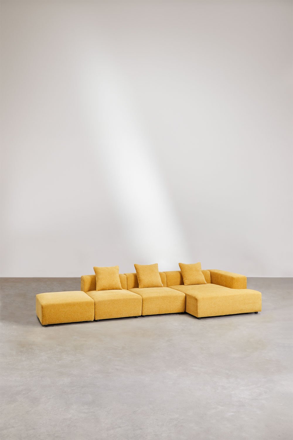 3-piece modular sofa with right-hand corner chaise longue and pouf (↔︎390 cm) Bruna, gallery image 1