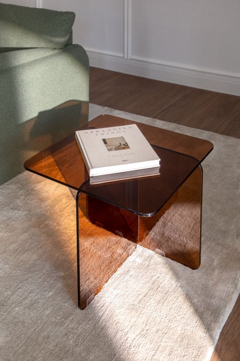 Eliana square side table 50x50 cm in tempered glass