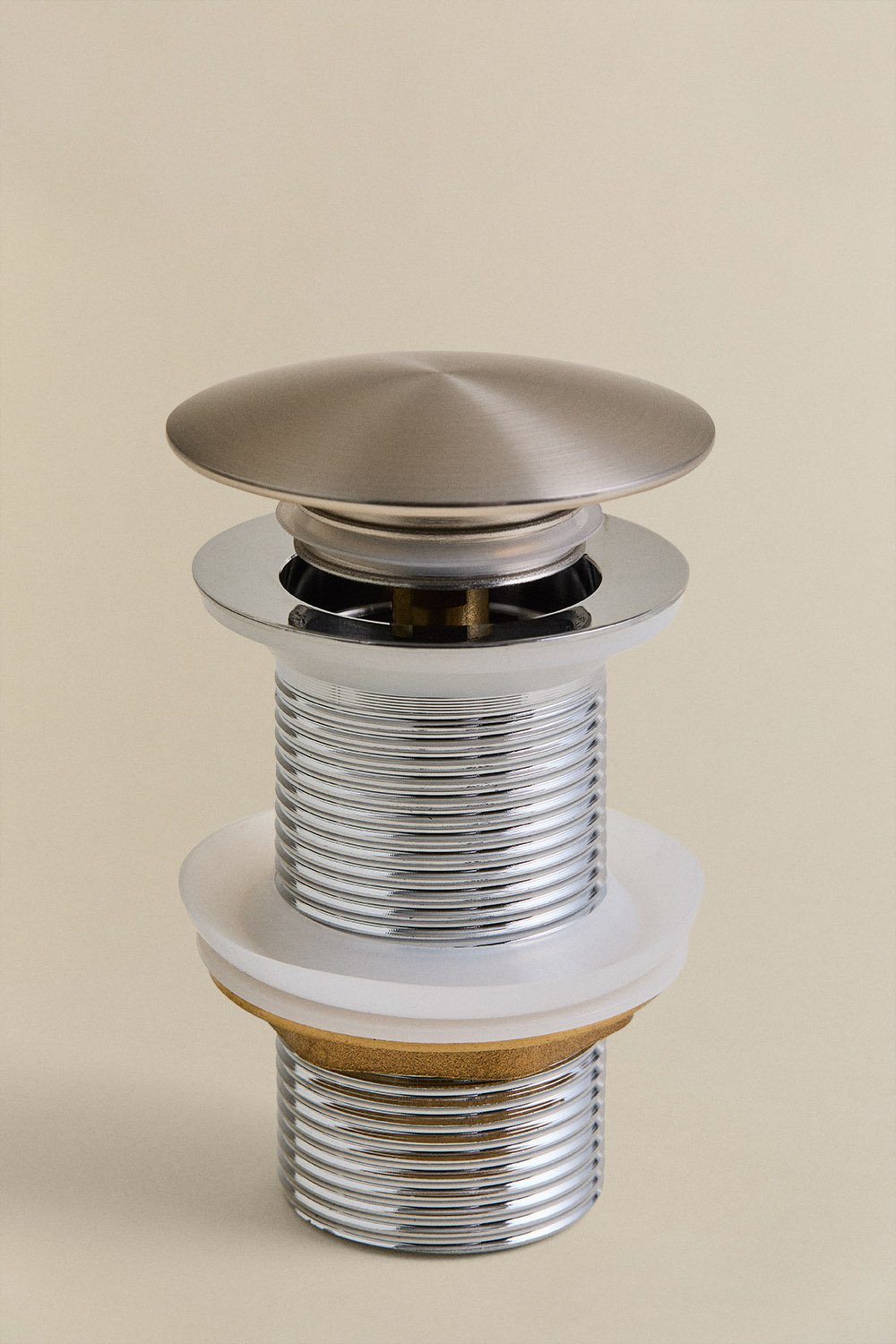 Drain valve for washbasin Click-Clack type in stainless steel and brass Orveta, gallery image 2