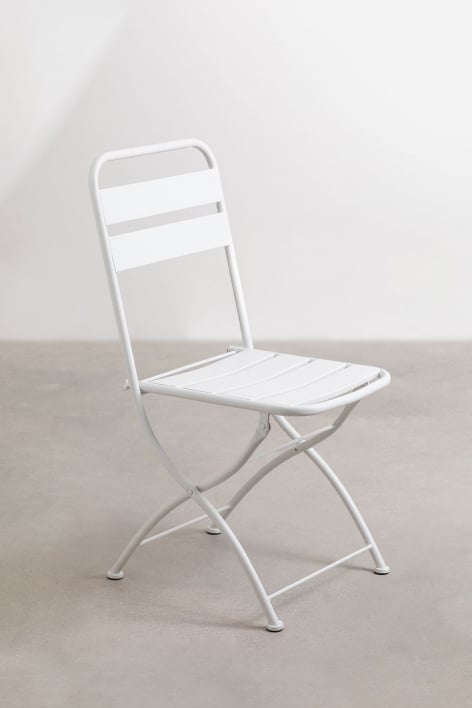 Pack of 4 Janti folding dining chairs in steel - White