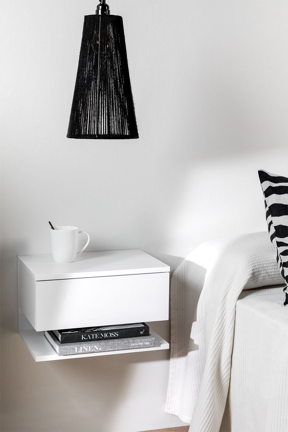 Pack of 2 floating rectangular bedside tables 40x30 cm with drawer Griviza, gallery image 5