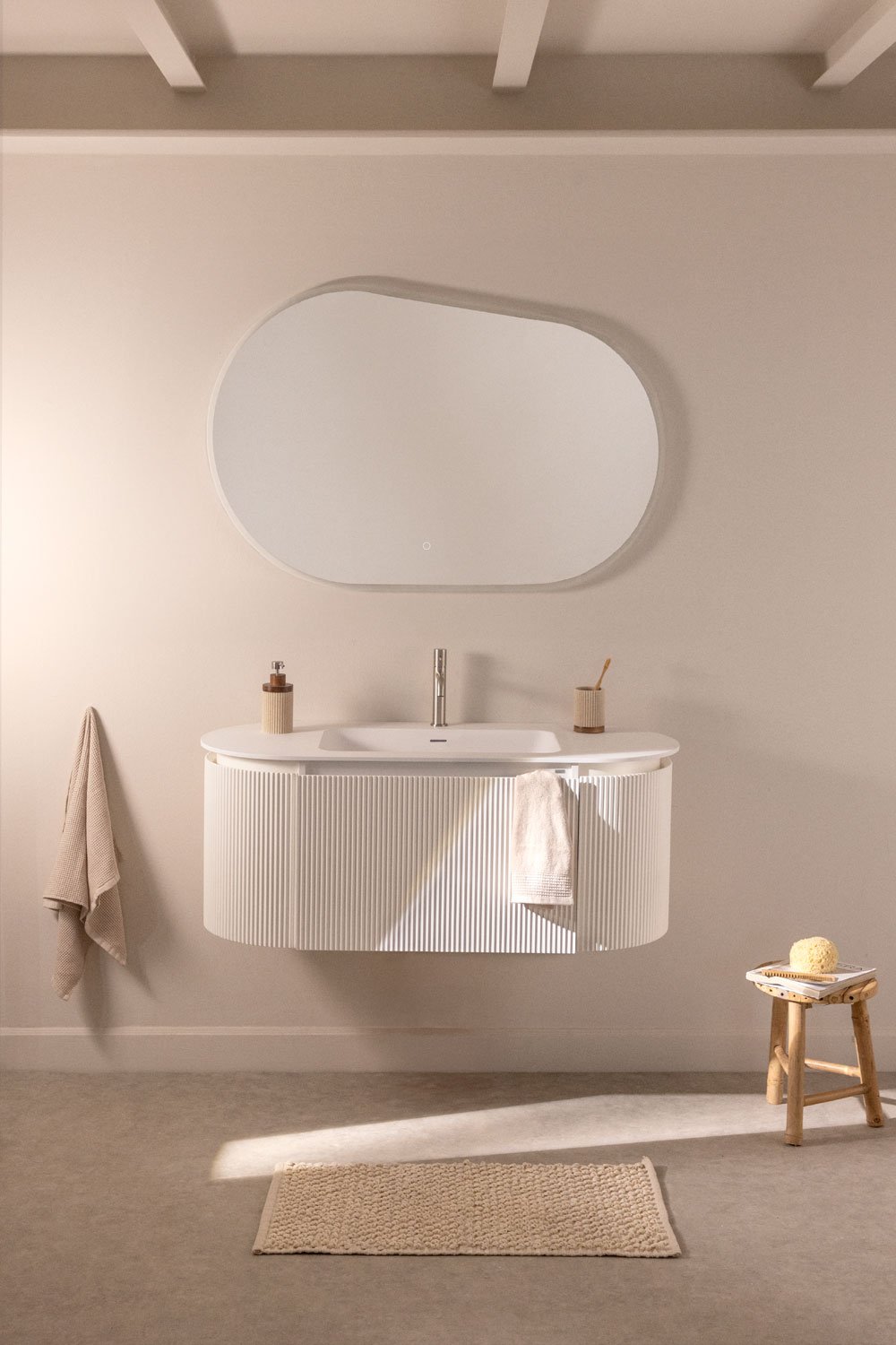 Carsone wooden bathroom furniture set with integrated washbasin, gallery image 2