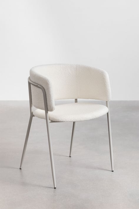Pack of 2 Nalon upholstered dining chairs - Teddy Fabric White