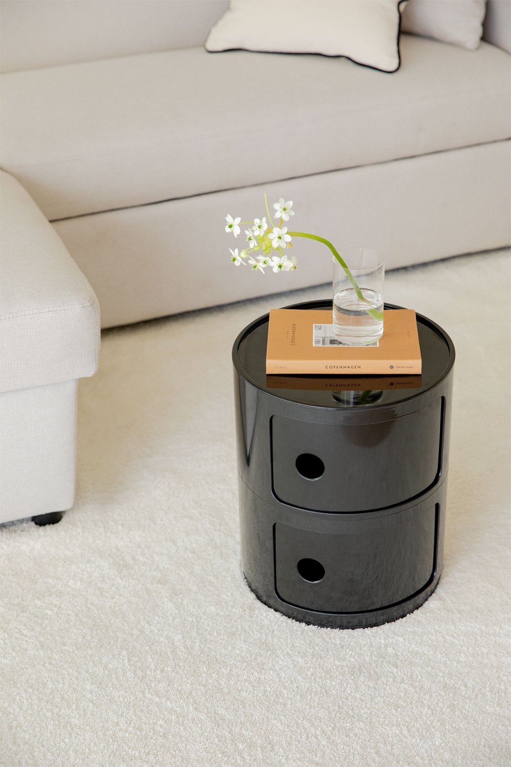 Babel round side table with shelves, gallery image 1