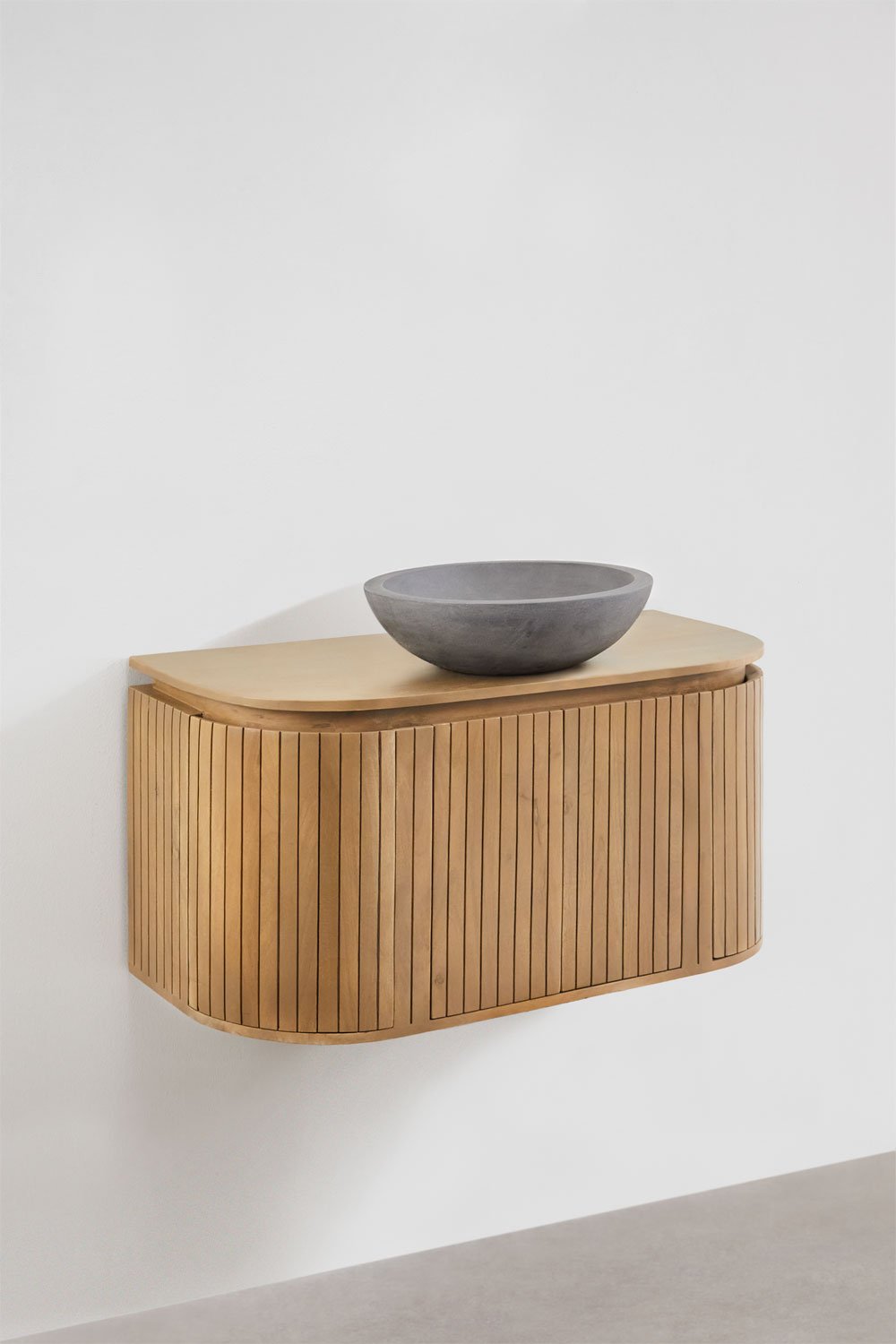 Suspended bathroom furniture set 90x40 cm in mango wood Analis, gallery image 3