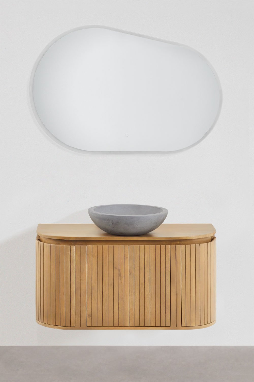 Suspended bathroom furniture set 90x40 cm in mango wood Analis, gallery image 2