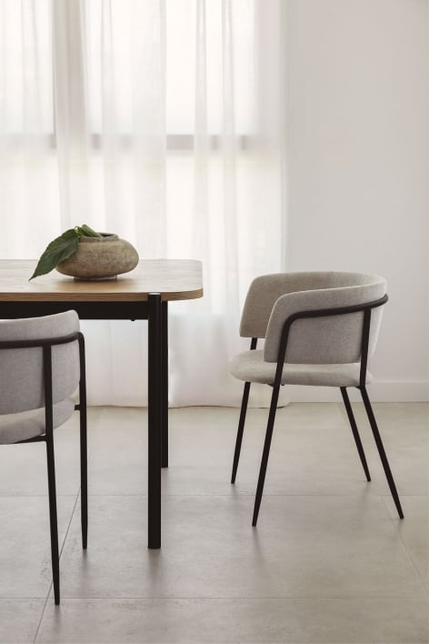 Nalon upholstered dining chair - Fabric Off-White