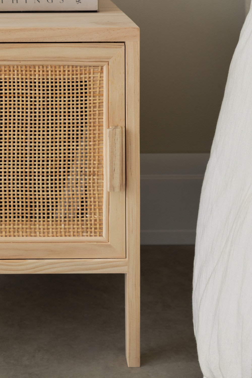 Rattan Bedside Table Reyna Wood, gallery image 2