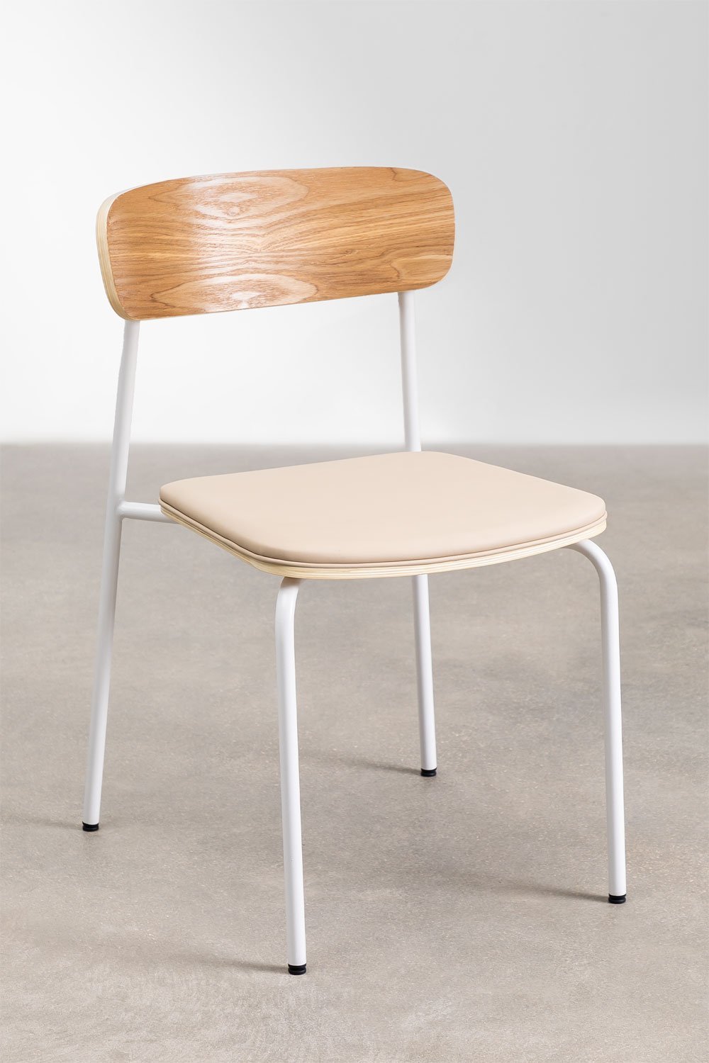 Wilpier stackable dining chair in iron and wood, gallery image 3